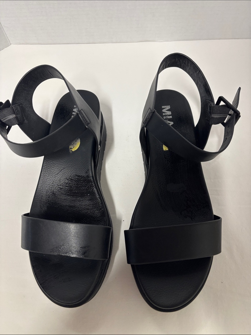MIA Black Women's Ankle Strap Sandals - Wide Toe Band